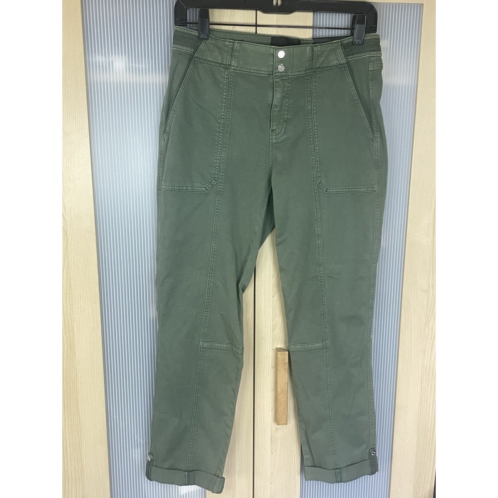 White House Black Market WHBM Utility Pants Sz 2 Cropped Green Moto Casual Capri